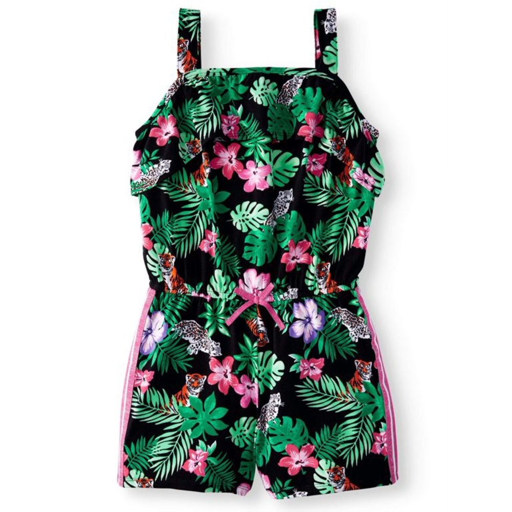 Wonder Nation Printed Yummy Knit Flounce Romper